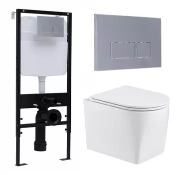 Комплект 3 в 1 инсталляция Logan H1067-1170 297674 + Унитаз подвесной WeltWasser Nesenbach 004 GL-WT + кнопка хром матовая