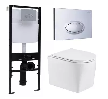 Комплект 3 в 1 инсталляция Logan H1067-1170 297674 + Унитаз подвесной WeltWasser Nesenbach 004 GL-WT + кнопка хром матовый