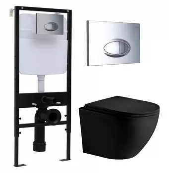 Комплект 3 в 1 инсталляция Logan H1067-1170 297674 + Унитаз подвесной Weltwasser WW Merzbach 043 MT-BL + кнопка хром