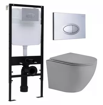 Комплект 3 в 1 инсталляция Logan H1067-1170 297674 + Унитаз подвесной Weltwasser WW Merzbach 043 MT-GR + кнопка хром матовый