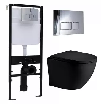 Комплект 3 в 1 инсталляция Logan H1067-1170 297674 + Унитаз подвесной Weltwasser WW Merzbach 043 MT-BL + кнопка хром