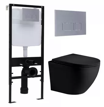 Комплект 3 в 1 инсталляция Logan H1067-1170 297674 + Унитаз подвесной Weltwasser WW Merzbach 043 MT-BL + кнопка хром матовый