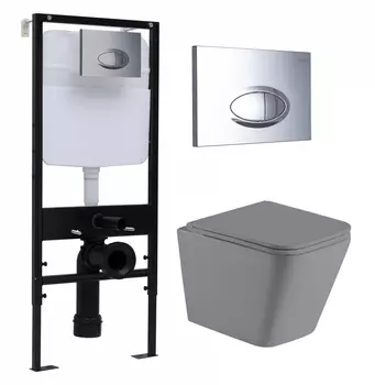 Комплект 3 в 1 инсталляция Logan H1067-1170 297674 + Унитаз подвесной Weltwasser WW SK Gelbach 041 MT-GR + кнопка хром