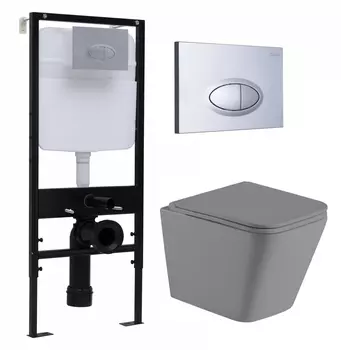 Комплект 3 в 1 инсталляция Logan H1067-1170 297674 + Унитаз подвесной Weltwasser WW SK Gelbach 041 MT-GR + кнопка хром матовый