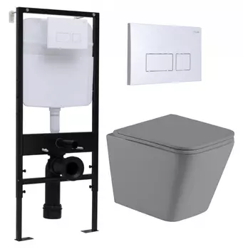 Комплект 3 в 1 инсталляция Logan H1067-1170 297674 + Унитаз подвесной Weltwasser WW SK Gelbach 041 MT-GR + кнопка белая