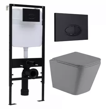 Комплект 3 в 1 инсталляция Logan H1067-1170 297674 + Унитаз подвесной Weltwasser WW SK Gelbach 041 MT-GR + кнопка черная матовая