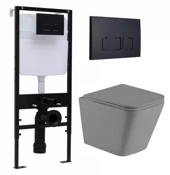 Комплект 3 в 1 инсталляция Logan H1067-1170 297674 + Унитаз подвесной Weltwasser WW SK Gelbach 041 MT-GR + кнопка черная матовая