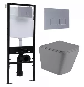 Комплект 3 в 1 инсталляция Logan H1067-1170 297674 + Унитаз подвесной Weltwasser WW SK Gelbach 041 MT-GR + кнопка хром матовый