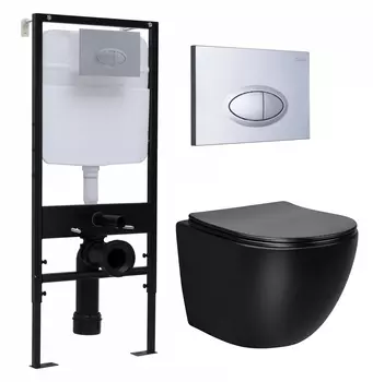 Комплект 3 в 1 инсталляция Logan H1067-1170 297674 + Унитаз Vincea Globo VT1-14MB + кнопка хром матовый