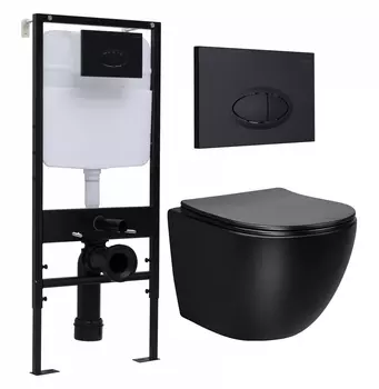 Комплект 3 в 1 инсталляция Logan H1067-1170 297674 + Унитаз Vincea Globo VT1-14SMB + кнопка черная матовая