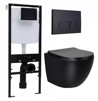 Комплект 3 в 1 инсталляция Logan H1067-1170 297674 + Унитаз Vincea Globo VT1-14SMB + кнопка черная матовая