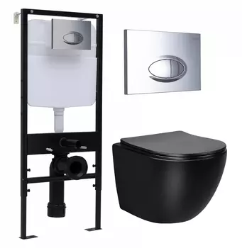 Комплект 3 в 1 инсталляция Logan H1067-1170 297674 + Унитаз Vincea Globo VT1-14SMB + кнопка хром