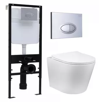 Комплект 3 в 1 инсталляция Logan H1067-1170 297674 + Унитаз Vincea Piatti VT1-11 + кнопка хром матовый