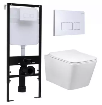 Комплект 3 в 1 инсталляция Logan H1067-1170 297674 + Унитаз Vincea Q-Line VT1-12 + кнопка белая