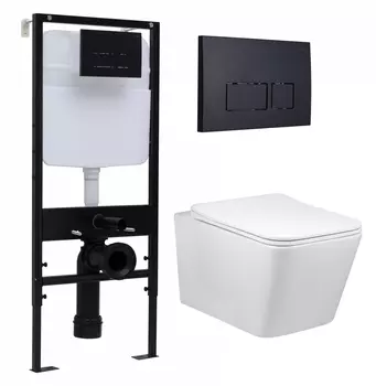 Комплект 3 в 1 инсталляция Logan H1067-1170 297674 + Унитаз Vincea Q-Line VT1-12 + кнопка черная матовая