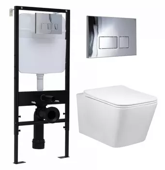 Комплект 3 в 1 инсталляция Logan H1067-1170 297674 + Унитаз Vincea Q-Line VT1-12 + кнопка хром