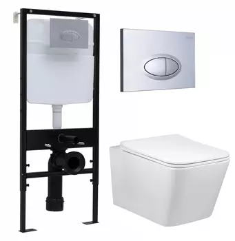 Комплект 3 в 1 инсталляция Logan H1067-1170 297674 + Унитаз Vincea Q-Line VT1-12 + кнопка хром матовый