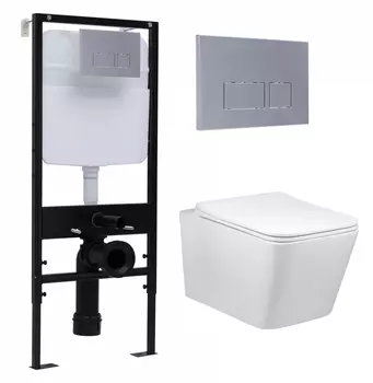 Комплект 3 в 1 инсталляция Logan H1067-1170 297674 + Унитаз Vincea Q-Line VT1-12 + кнопка хром матовый