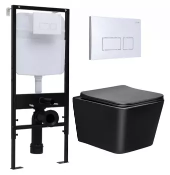 Комплект 3 в 1 инсталляция Logan H1067-1170 297674 + Унитаз Vincea Q-Line VT1-12MB + кнопка белая