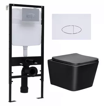 Комплект 3 в 1 инсталляция Logan H1067-1170 297674 + Унитаз Vincea Q-Line VT1-12MB + кнопка белая