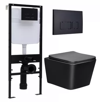 Комплект 3 в 1 инсталляция Logan H1067-1170 297674 + Унитаз Vincea Q-Line VT1-12MB + кнопка черная матовая