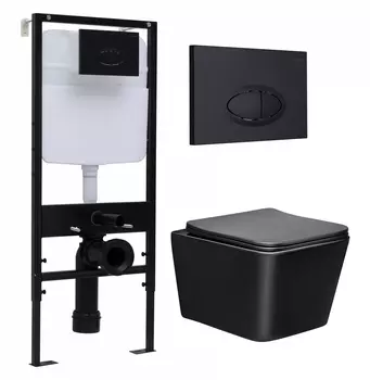 Комплект 3 в 1 инсталляция Logan H1067-1170 297674 + Унитаз Vincea Q-Line VT1-12MB + кнопка черная матовая