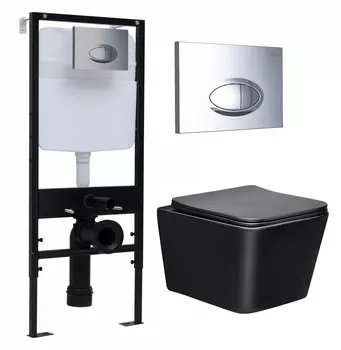 Комплект 3 в 1 инсталляция Logan H1067-1170 297674 + Унитаз Vincea Q-Line VT1-12MB + кнопка хром