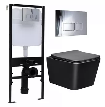 Комплект 3 в 1 инсталляция Logan H1067-1170 297674 + Унитаз Vincea Q-Line VT1-12MB + кнопка хром