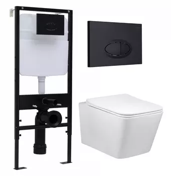 Комплект 3 в 1 инсталляция Logan H1067-1170 297674 + Унитаз Vincea Q-Line VT1-12 + кнопка черная матовая