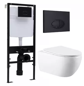 Комплект 3 в 1 инсталляция Logan H1067-1170 297674 + Унитаз подвесной Vincea Evo VT1-34 + кнопка черная матовая