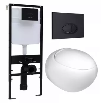 Комплект 3 в 1 инсталляция Logan H1067-1170 297674 + Подвесной унитаз WeltWasser Jeckenbach + кнопка черная матовая