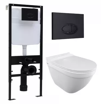 Комплект 3 в 1 инсталляция Logan H1067-1170 297674 + Унитаз подвесной Iddis Cloud CLORDSEi25 + кнопка черная матовая