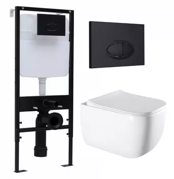 Комплект 3 в 1 инсталляция Logan H1067-1170 297674 + Унитаз подвесной Vincea Form VT1-35 + кнопка черная матовая