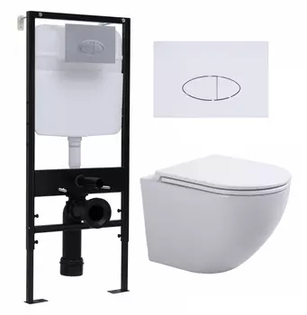 Комплект 3 в 1 инсталляция Logan H1067-1170 297674 + Подвесной унитаз SinteSi EVI + кнопка белая