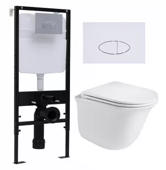 Комплект 3 в 1 инсталляция Logan H1067-1170 297674 + Подвесной унитаз WeltWasser Erlenbach 004 GL-WT + кнопка белая