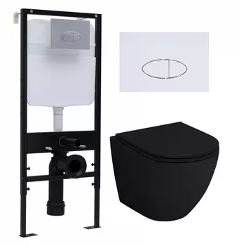 Комплект 3 в 1 инсталляция Logan H1067-1170 297674 + Унитаз подвесной Grossman GR-4455BMS + кнопка белая