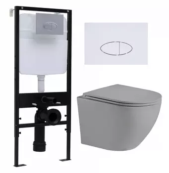 Комплект 3 в 1 инсталляция Logan H1067-1170 297674 + Унитаз подвесной Weltwasser WW Merzbach 043 MT-GR + кнопка белая