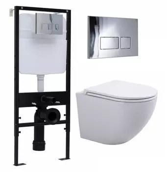 Комплект 3 в 1 инсталляция Logan H1067-1170 297674 + Подвесной унитаз SinteSi EVI + кнопка хром