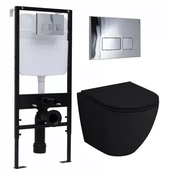 Комплект 3 в 1 инсталляция Logan H1067-1170 297674 + Унитаз подвесной Grossman GR-4455BMS + кнопка хром