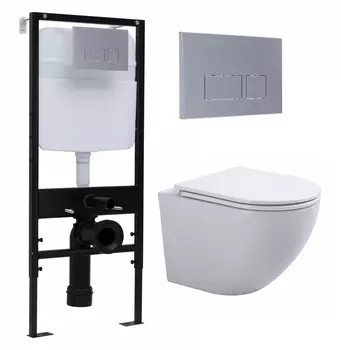 Комплект 3 в 1 инсталляция Logan H1067-1170 297674 + Подвесной унитаз SinteSi EVI + кнопка хром матовый