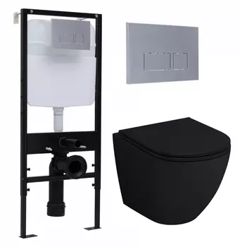 Комплект 3 в 1 инсталляция Logan H1067-1170 297674 + Унитаз подвесной Grossman GR-4455BMS + кнопка хром матовый