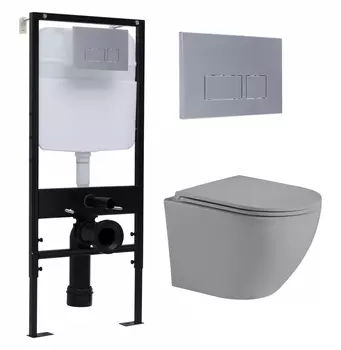 Комплект 3 в 1 инсталляция Logan H1067-1170 297674 + Унитаз подвесной Weltwasser WW Merzbach 043 MT-GR + кнопка хром матовый