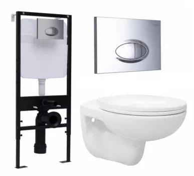 Комплект 3 в 1 инсталляция Logan H1067-1170 297674 + Унитаз подвесной Enio Ekos EN0170571 + кнопка хром