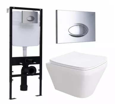 Комплект 3 в 1 инсталляция Logan H1067-1170 297674 + Унитаз подвесной Enio Vicino EN9170544 + кнопка хром