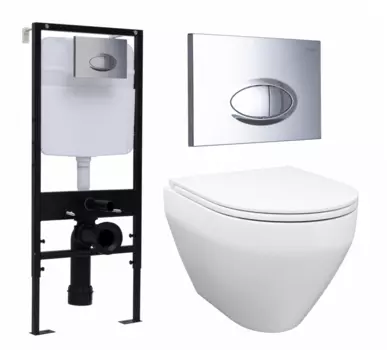 Комплект 3 в 1 инсталляция Logan H1067-1170 297674 + Унитаз подвесной Enio Cono EN2870522 + кнопка хром