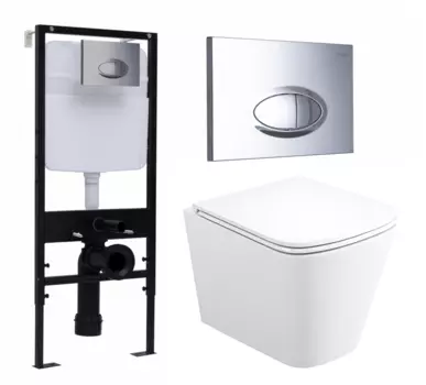 Комплект 3 в 1 инсталляция Logan H1067-1170 297674 + Унитаз подвесной Enio Binario Tornado EN4180237 + кнопка хром