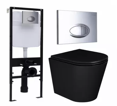 Комплект 3 в 1 инсталляция Logan H1067-1170 297674 + Унитаз подвесной Enio Cento BL черный EN4280035 + кнопка хром
