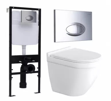 Комплект 3 в 1 инсталляция Logan H1067-1170 297674 + Унитаз подвесной Enio Pulito EN1170052 + кнопка хром