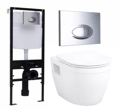 Комплект 3 в 1 инсталляция Logan H1067-1170 297674 + Унитаз подвесной Enio Bolo EN8350034 + кнопка хром