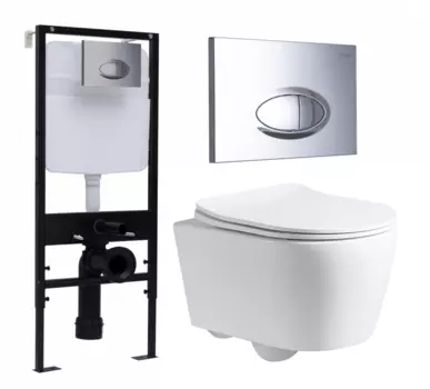 Комплект 3 в 1 инсталляция Logan H1067-1170 297674 + Унитаз подвесной CeruttiSpa Sella PP 9738 + кнопка хром
